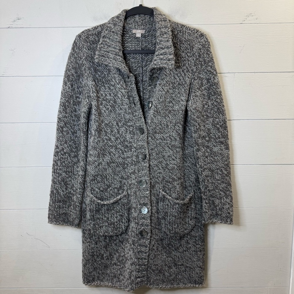 J.Jill | Wool and Alpaca Blend Gray Cardigan Duster With Front Pockets Small